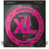 Daddario ECB81M Chromes Bass Guitar Strings Light 45-100 Med Scale