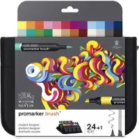 Adlibris BrushMarker Markør Penn 'Student Designer' sett 24 i en praktisk pose Winsor & Newton