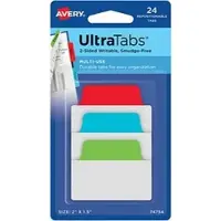 Avery Ultra Tabs, Blank faneindeks, Blå, Grønn, Rød