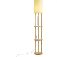 QAZQA Moderne gulvlampe tre med beige skjerm - Stojon