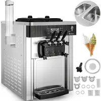 Vevor softismaskin 2200W kommersiell benkeplate softismaskin 5,3 til 7,4 gallon per time ismaskin for restauranter barer kafeer bakerier
