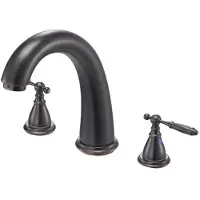 Vevor romersk badekarkran, svanehals badekarkransett med 2 håndtak, romersk badekarkran dekkmontering for babypleie, voksenbading, 3-hulls fossefallsbadekarkran, bronse, høy buetutdesign