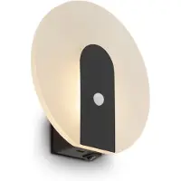 Briloner LED-vegglampe med batteri Taro, svart matt, Ø 15 cm, sensor