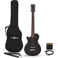 Gear4Music 3/4 New Jersey Left Handed Electric Guitar Black Mini Guitar Amp Pack