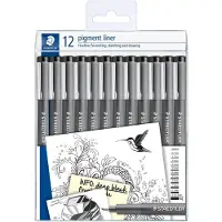 Staedtler Fineliner pigment liner black 12pcs