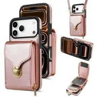 Mtp Products iPhone 17 Pro Max Alt-i-ett-deksel med lommebok og stropp - Rosegull