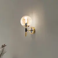 Lamkur Vegglampe Natalia, gullfarget, Ø 15 cm, glass, E14