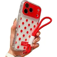 Mtp Products iPhone 17 Pro PC / TPU-deksel med linsefilm og stropp - Polka Dot - Rød