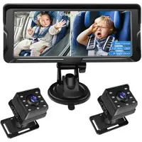 Mtp Products 6.8 babymonitor for bil med to 1080P HD-kameraer med 360 graders rotasjon
