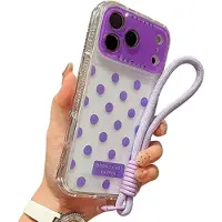 Mtp Products iPhone 17 Pro/18 Pro PC / TPU-deksel med linsefilm og stropp - Polka Dot - Lilla