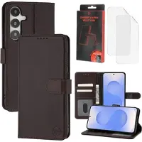 MyTPhone Samsung Galaxy S25+ CardMate MagSafe lommebokveske i lær med kortholder, stativ, 2x skjermbeskytter - mørkebrun