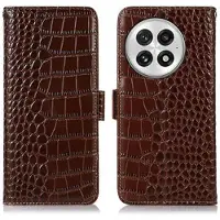 Mtp Products OnePlus 13 Crocodile Series Lommebok-deksel i Lær med RFID - Brun