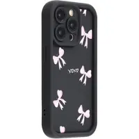 Mtp Products iPhone 15 Pro Stilig støtsikkert TPU-deksel med forhøyede kanter - svart / sløyfe