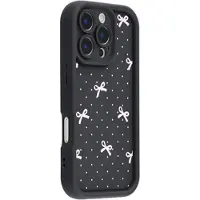 Mtp Products iPhone 16 Pro Stilig støtsikkert TPU-deksel med forhøyede kanter - svart / prikkete sløyfe