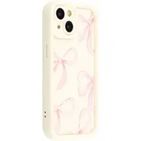 Mtp Products iPhone 13 Stilig støtsikkert TPU-deksel med forhøyede kanter - Hvit / stor sløyfe