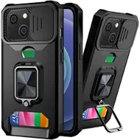 Mtp Products Multifunksjonell 4-i-1 iPhone 13 Hybrid-deksel - Svart