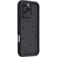 Mtp Products iPhone 16 Pro støtsikkert TPU-deksel med hjertemønster og forhøyede kanter - svart