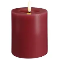 Moods & More LED-blokklys i cranberry red med smelte­effekt – Ø 7,4 cm x H 10 cm