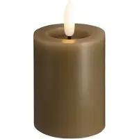 Moods & More LED-blokklys i dark sand med smelte­effekt – Ø 4,9 cm x H 7,5 cm