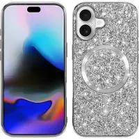 Mtp Products iPhone 17 Galvanisert glitter-deksel - MagSafe-kompatibel - Sølv