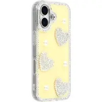 Mtp Products iPhone 16 Glitrende Kjærlighet og Perle Hybrid-deksel - Gul