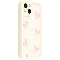 Mtp Products iPhone 13 Stilig støtsikkert TPU-deksel med forhøyede kanter - Hvit / sløyfe