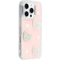 Mtp Products iPhone 16 Pro Max Glitrende Kjærlighet og Perle Hybrid-deksel - Rosa
