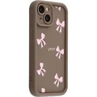 Mtp Products iPhone 14 Stilig støtsikkert TPU-deksel med forhøyede kanter - Brun / sløyfe