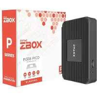 Zotac ZBOX P Series PI336 pico - Mini-PC Celeron N6211 / inntil 3 GHz - RAM 4 GB - SSD - eMMC 128 GB - UHD Graphics - Gigabit Ethernet, IEEE 802.11ax (Wi-Fi 6E), Bluetooth 5.2 - Win 11 Pro N - monito