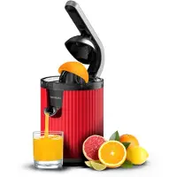 Cecotec Xqueeze RetroJuice 600, Sakte Juice-presse, Sort, Rød, Rustfritt stål, 1 stykker, Rustfritt stål, 600 W, 220 - 240 V