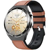INF Smartklokke med EKG, kroppssammensetningsanalyse, blodsammensetningsanalyse (urinsyre, blodlipider) Black and Brown Leather strap