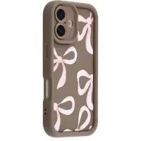 Mtp Products iPhone 17 Stilig støtsikkert TPU-deksel med forhøyede kanter - Brun / stor sløyfe