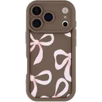 Mtp Products iPhone 17 Pro Stilig støtsikkert TPU-deksel med forhøyede kanter - Brun / stor sløyfe