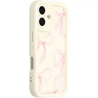 Mtp Products iPhone 16 Plus Stilig støtsikkert TPU-deksel med forhøyede kanter - Hvit / stor sløyfe