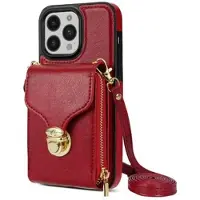 Mtp Products iPhone 14 Pro alt-i-ett-deksel med lommebok og stropp - rød
