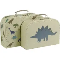 A Little Lovely Company Koffertsett - 2 stk. - 29x25,5 cm - Dino - - OneSize - Kofferter