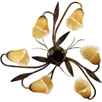 ONLI Alga taklampe, 6 lyskilder, jern, glass, florentinsk