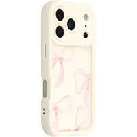 Mtp Products iPhone 17 Pro Max Stilig støtsikkert TPU-deksel med forhøyede kanter - Hvit / stor sløyfe