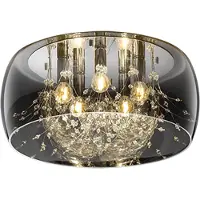 TRIO Crystel-taklampe av glass, krom, Ø 50 cm