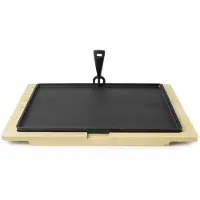 Ibili Støpejernplate + Trebase 38x28 Cm