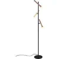 TRIO LED-gulvlampe Fiato, 3 lyskilder, matt svart, metall, dimmer