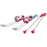 Gizmo Wanna Haves Ski til barn 90 cm med skistaver, hvit/pink