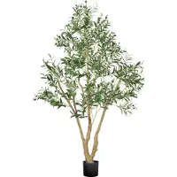 Vevor 180 cm kunstig oliventre med svart potte, høyt kunstig tre med naturlig trestamme og realistiske grønne blader og frukter, innendørs kunstig plante for hjem, kontor, stue, hjørnedekor