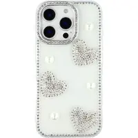 Mtp Products iPhone 16 Pro Max Glitrende Kjærlighet og Perle Hybrid-deksel - gjennomsiktig