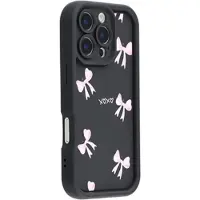 Mtp Products iPhone 16 Pro Stilig støtsikkert TPU-deksel med forhøyede kanter - svart / sløyfe