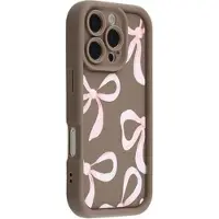 Mtp Products iPhone 16 Pro Max Stilig støtsikkert TPU-deksel med forhøyede kanter - Brun / stor sløyfe