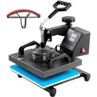 Vevor varmepressemaskin, 10x12 tommer / 25x30 cm, 2-i-1 clamshell sublimeringsoverføringsskriver med teflonbelegg, digital presis varmekontroll, kraftpresse for T-skjorte, hatt og caps