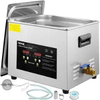 Vevor 15L oppgradert ultralydrenser (600W varmeapparat, 360W ultralyd) profesjonell digital ultralydrenser for laboratoriedeler med varmetimer for rengjøring av glassinstrumenter