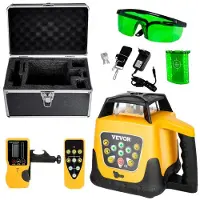 Vevor roterende lasernivåsett, grønn stråle 500 m rekkevidde, justerbar helling, 360 graders roterende, selvnivellerende, fleksibel skannevinkel og IP54 vanntett, nøyaktig med fjernkontrollmottaker, b