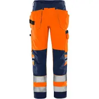 Fristads Green håndverkerbukse kl. 2 2641 GPLU Varseloransje/marineblå D100